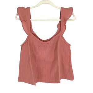 Marine Layer Jude Flutter Sleeve Tank Rosette Pink Medium NWT